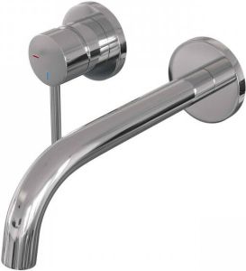 Brauer Inbouw Wastafelmengkraan Chrome Edition Coldstart Gebogen Uitloop Ronde Hendel Links Chroom PVD Met Rozetten