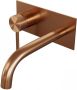 Brauer Copper Carving Wastafelmengkraan inbouw gebogen uitloop rechts hendel lang smal carving- afdekplaat model A2 PVD geborsteld koper 5-GK-083-B6 - Thumbnail 1