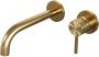Brauer Gold Carving Wastafelmengkraan inbouw gebogen uitloop links hendel lang smal carving- model A 1 PVD geborsteld goud 5-GG-004-B6-65 - Thumbnail 1
