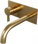 Brauer Gold Edition Wastafelmengkraan inbouw gebogen uitloop rechts middel dikke gladde hendel afdekplaat model E2 PVD geborsteld goud 5-GG-083-B1 - Thumbnail 1