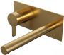 Brauer Gold Edition Wastafelmengkraan inbouw rechte uitloop rechts middel dikke gladde hendel afdekplaat model E2 PVD geborsteld goud 5-GG-083-S1 - Thumbnail 1