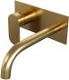 Brauer Gold Edition Wastafelmengkraan inbouw gebogen uitloop rechts brede platte gladde hendel afdekplaat model C2 PVD geborsteld goud 5-GG-083-B3 - Thumbnail 1