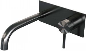 Brauer Gunmetal Edition inbouw wastafelmengkraan met gebogen uitloop links en rozetten model A1 Gunmetal geborsteld PVD 5-GM-004