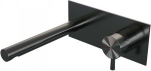 Brauer Gunmetal Edition inbouw wastafelmengkraan met rechte uitloop links en rozetten model B1 Gunmetal geborsteld PVD 5-GM-004-S5-65