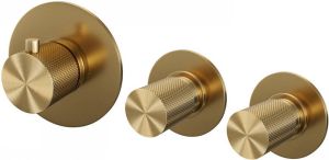 Brauer Gold Carving inbouwthermostaat en 2 stopkranen met inbouwdeel Goud geborsteld PVD 5-GG-089