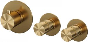 Brauer Gold Edition inbouwthermostaat inbouwdeel 3 gladde knoppen PVD geborsteld goud 5-GG-088