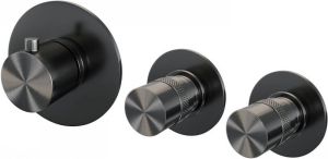 Brauer Inbouwthermostaat Gunmetal Edition en 2 Stopkranen Met in- en Afbouwdelen Geborsteld Gunmetal