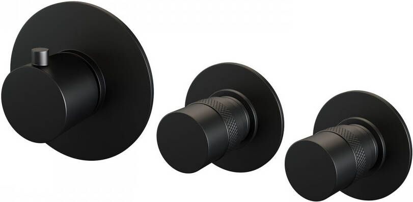 BRAUER Black Edition Badkraan Inbouw douchegarnituur 20cm uitloop met inbouwdeel 3 gladde knoppen handdouche staaf 1 stand mat zwart 5-S-022