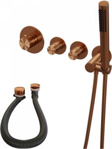 Brauer Copper Edition Badkraan inbouw douchegarnituur 3 gladde knoppen handdouche staaf 1 stand PVD geborsteld koper 5-GK-046