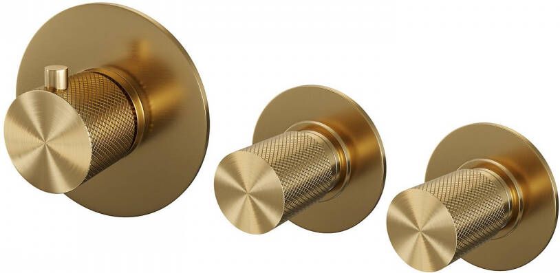 Brauer Inbouwthermostaatset Gold Carving Incl 3 Standen Handdouche En Badafvoer Goud