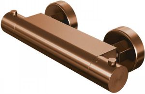 Brauer Douchekraan Copper Edition 15cm Hartafstand Thermostatisch Opbouw Rond Geborsteld Koper PVD 2 Greeps