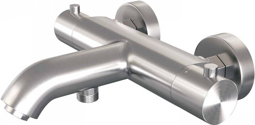 brauer Opbouwset Bad- en Douchekraan Brushed Edition Thermostatisch Met Glijstang En Handdouche 3 Standen Geborsteld RVS