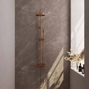 Brauer Copper Edition Regendoucheset opbouw hoofddouche 20cm glijstang handdouche staaf 1 stand gladde knoppen PVD geborsteld koper 5-GK-007-1