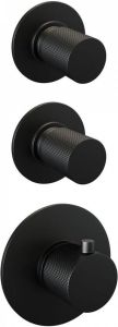 Brauer Black Carving Regendoucheset inbouw hoofddouche 30cm 3 carving knoppen rechte wandarm glijstang handdouche Rond 3 standen mat zwart 5-S-116