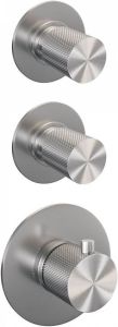 Brauer Brushed Carving Regendouchesets inbouw hoofddouche 30cm Wandarm met inbouwdeel Carving knoppen handdouche Rond 1 stand PVD geborsteld RVS 5-NG-106