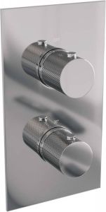 Brauer Chrome Carving inbouwset met 3-weg thermostaat hoofddouche 30cm plafondbuis 20cm ronde 3-standen handdouche wandaansluiting chroom