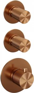 Brauer Copper Carving Regendoucheset inbouw hoofddouche 30cm plafondarm 20cm 3 carving knoppen handdouche staaf 1 stand PVD geborsteld koper 5-GK-102