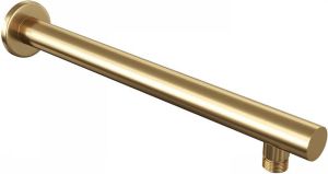 Brauer Gold Carving thermostatische inbouw regendoucheset 40cm rechte wandarm met 20cm ronde hoofddouche 1 stand staafhanddouche 150cm gladde doucheslang met aansluitbocht en handdouchehouder Goud geborsteld PVD 5-GG-097