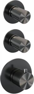 Brauer Gunmetal Carving Regendouchesets inbouw hoofddouche 20cm Wandarm glijstang met inbouwdeel Carving knoppen handdouche Rond 1 stand PVD geborsteld gunmetal 5-GM-117
