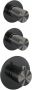 Brauer Gunmetal Carving thermostatische inbouw regendoucheset 40cm gebogen wandarm met 20cm ronde hoofddouche 1 stand staafhanddouche 150cm gladde doucheslang met glijstang en handdouchehouder Gunmetal geborsteld PVD 5-GM-111 - Thumbnail 1