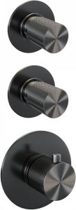 Brauer Gunmetal Carving Regendoucheset inbouw hoofddouche 30cm plafondarm 20cm 3 carving knoppen handdouche staaf 1 stand PVD geborsteld gunmetal 5-GM-102