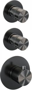 Brauer Gunmetal Edition Regendoucheset inbouw hoofddouche 20cm 3 gladde knoppen rechte wandarm glijstang handdouche staaf 1 stand PVD geborsteld gunmetal 5-GM-032