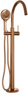 Brauer Copper Edition Staande Badkraan handdouche rond 3 standen 2 gladde knoppen PVD geborsteld koper 5-GK-042-2