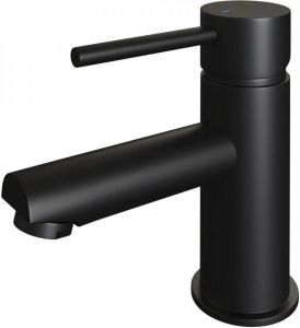 Brauer Inbouw Wastafelmengkraan Black Edition Coldstart Gebogen Uitloop Korte Ronde Hendel Geborsteld Mat Zwart Met Rozetten