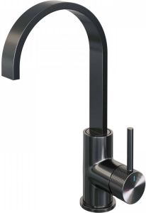 Brauer Gunmetal carving Wastafelmengkraan opbouw hoog draaibaar platte uitloop model a PVD geborsteld gunmetal 5-GM-003-S4