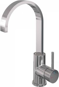 Brauer Wastafelkraan Chrome Carving Model A Opbouw Hoog Mengkraan Glans Chroom met Draaibare Platte Uitloop