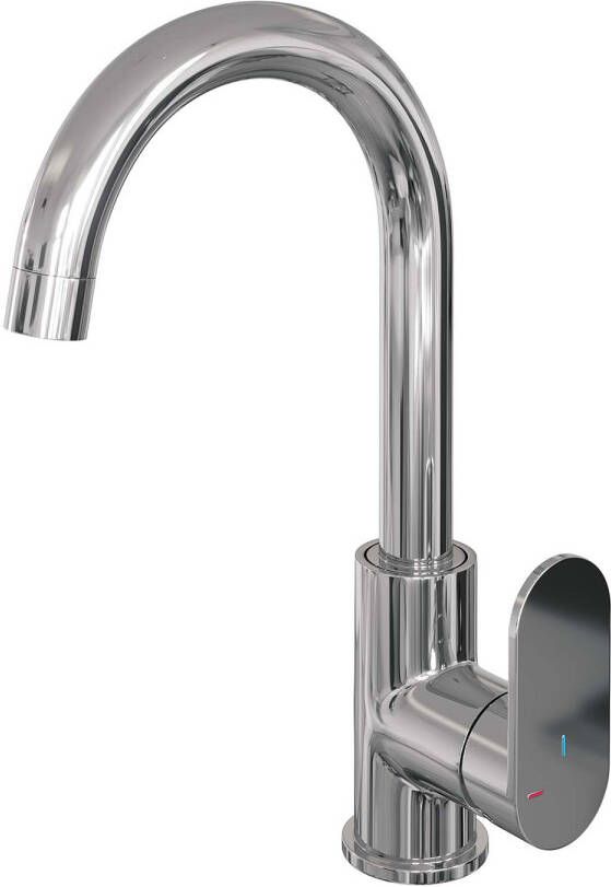 Brauer Chrome Edition wastafelmengkraan opbouw hoge draaibare uitloop Round energy saving rond handgreep 1 Chroom