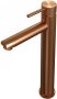 Brauer Copper Carving verhoogde wastafelkraan met lange ronde handgreep en ColdStart geborsteld koper PVD - Thumbnail 1