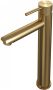 Brauer Gold Carving verhoogde wastafelkraan met lange ronde handgreep en ColdStart geborsteld messing PVD - Thumbnail 1