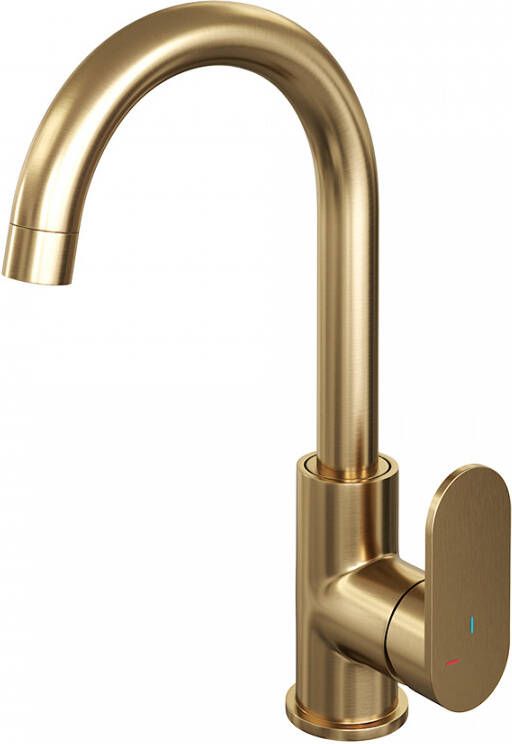 Brauer Gold Edition Wastafelmengkraan opbouw hoog draaibaar ronde uitloop model C PVD geborsteld goud 5-GG-003-R1