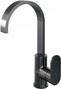 Brauer Gunmetal Edition Wastafelmengkraan opbouw hoog draaibaar platte uitloop model C PVD geborsteld gunmetal 5-GM-003-S1