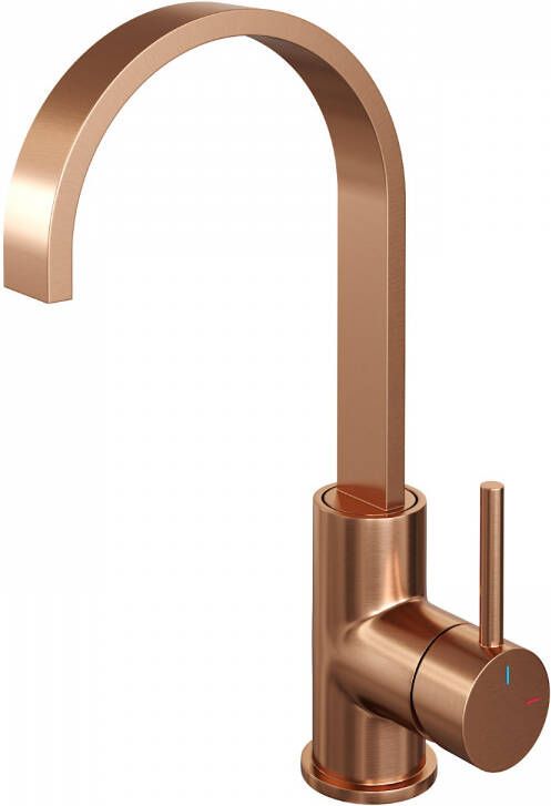 BRAUER Copper Edition Wastafelmengkraan opbouw hoog draaibaar platte uitloop model a PVD geborsteld koper 5-GK-003-S3