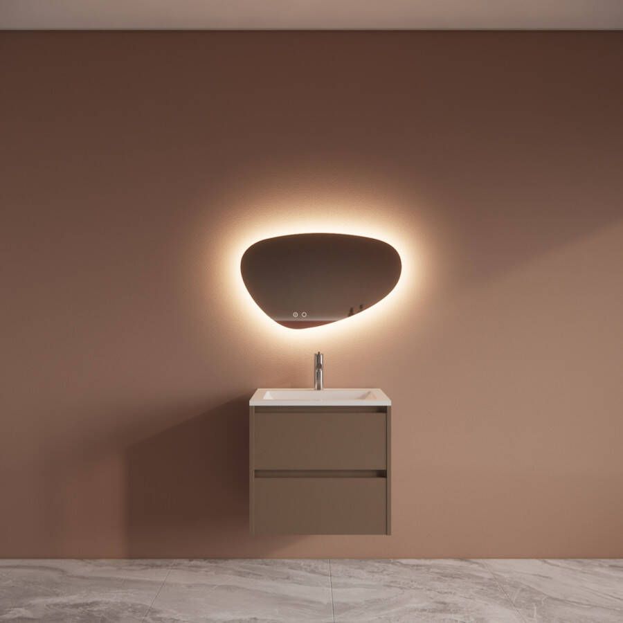 Boss & Wessing Badmeubelset BWS Riga Met Asia Wastafel Wit 60 cm Latte