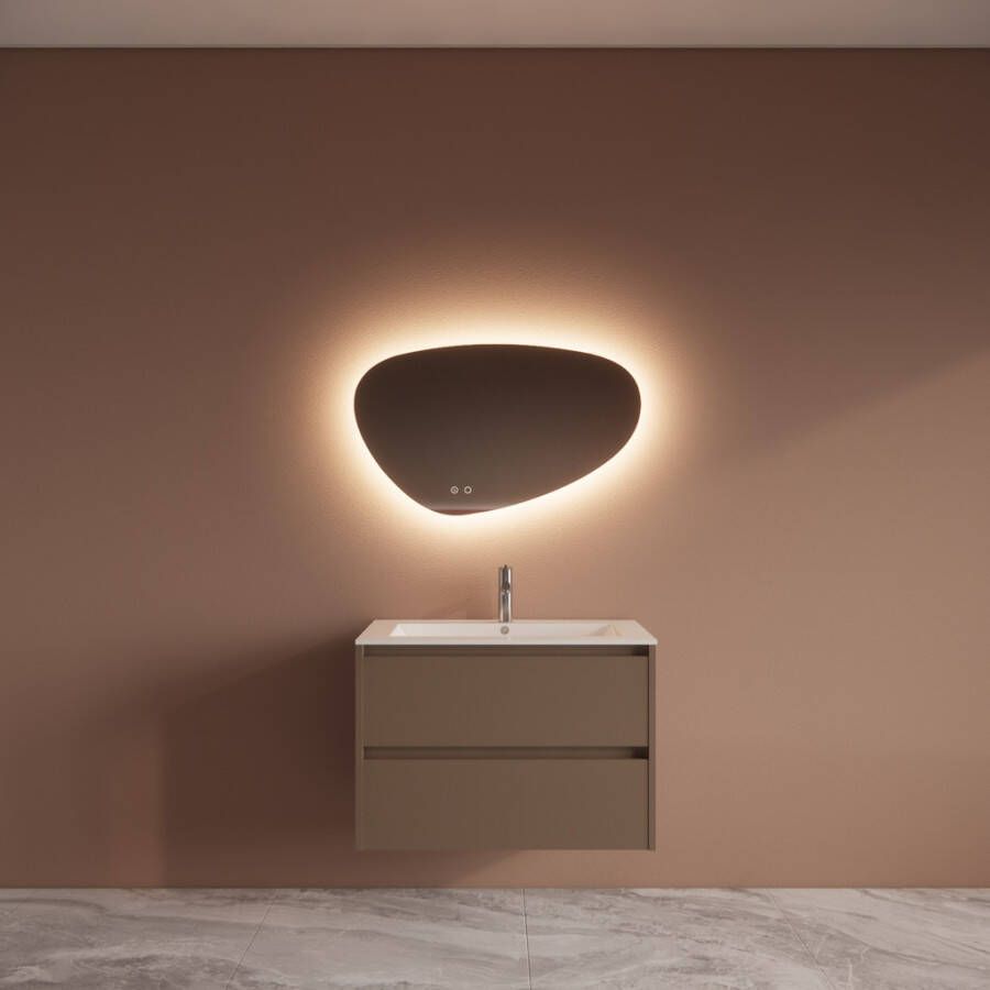 Boss & Wessing Badmeubelset BWS Riga Met Asia Wastafel Wit 80 cm Latte