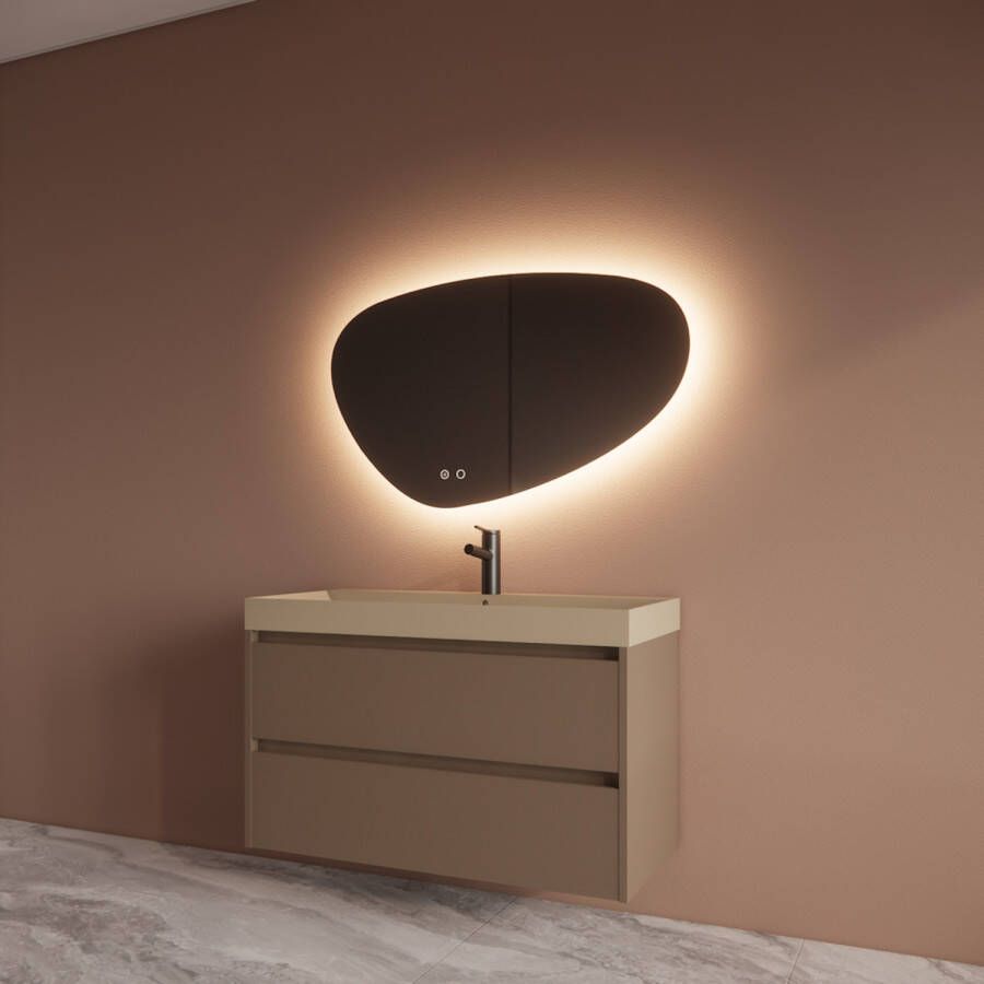 Boss & Wessing Badmeubelset BWS Riga Met Lako Wastafel Cappuccino 100 cm Latte