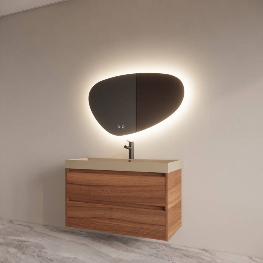 Boss & Wessing Badmeubelset BWS Riga Met Lako Wastafel Cappuccino 100 cm Walnoot
