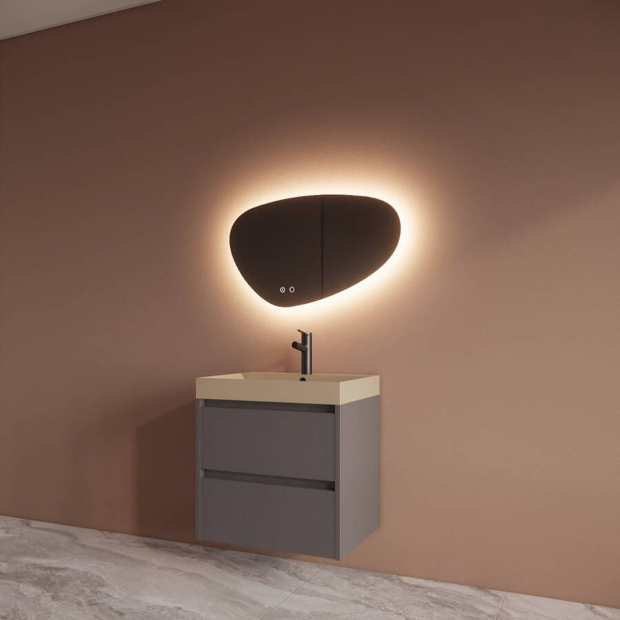 Boss & Wessing Badmeubelset BWS Riga Met Lako Wastafel Cappuccino 60 cm Leigrijs