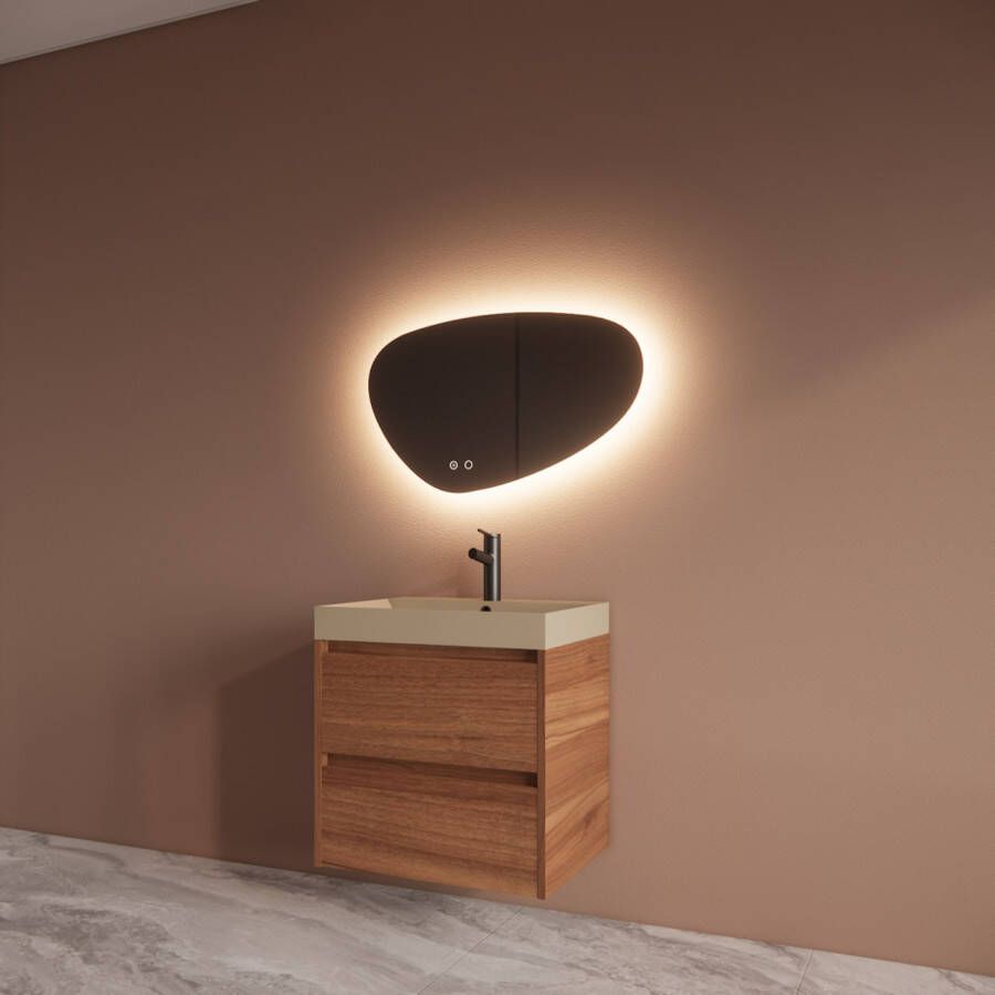 Boss & Wessing Badmeubelset BWS Riga Met Lako Wastafel Cappuccino 60 cm Walnoot
