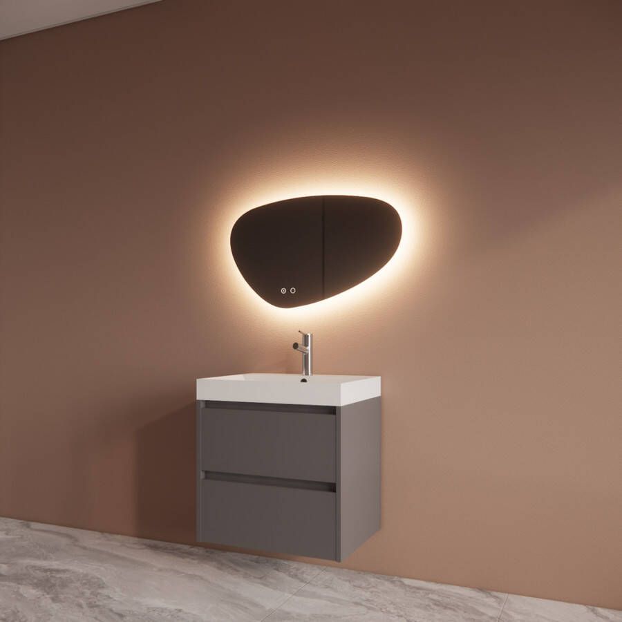 Boss & Wessing Badmeubelset BWS Riga Met Lako Wastafel Wit 60 cm Leigrijs