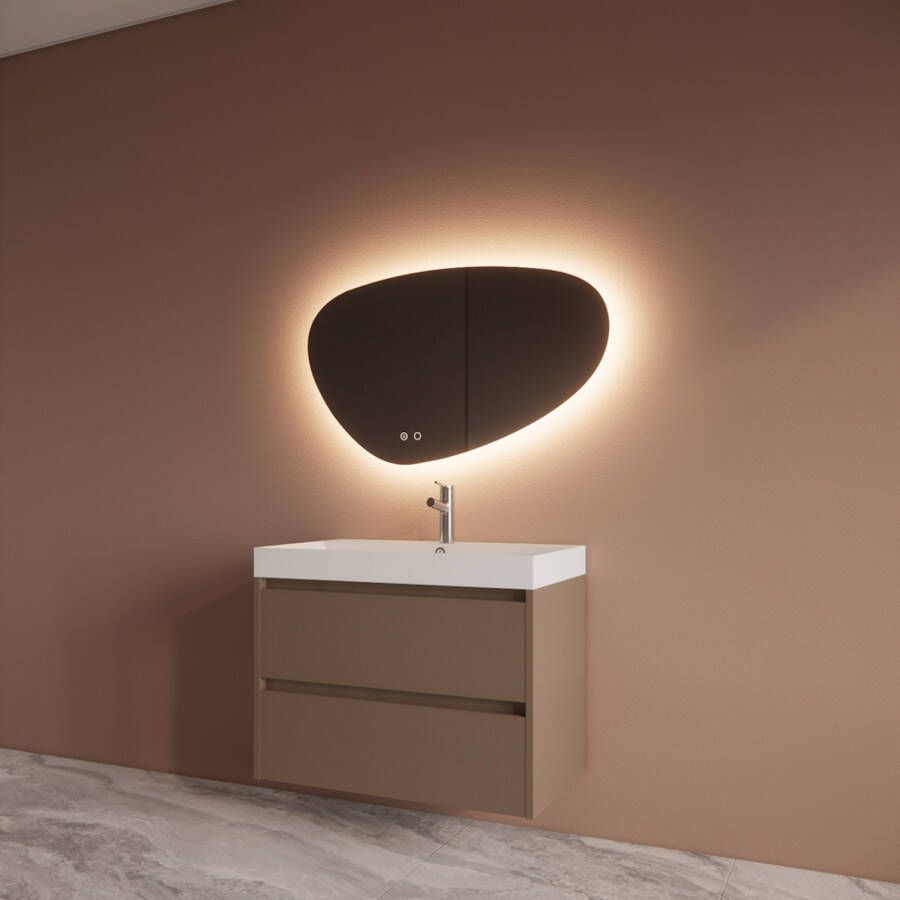 Boss & Wessing Badmeubelset BWS Riga Met Lako Wastafel Wit 80 cm Latte