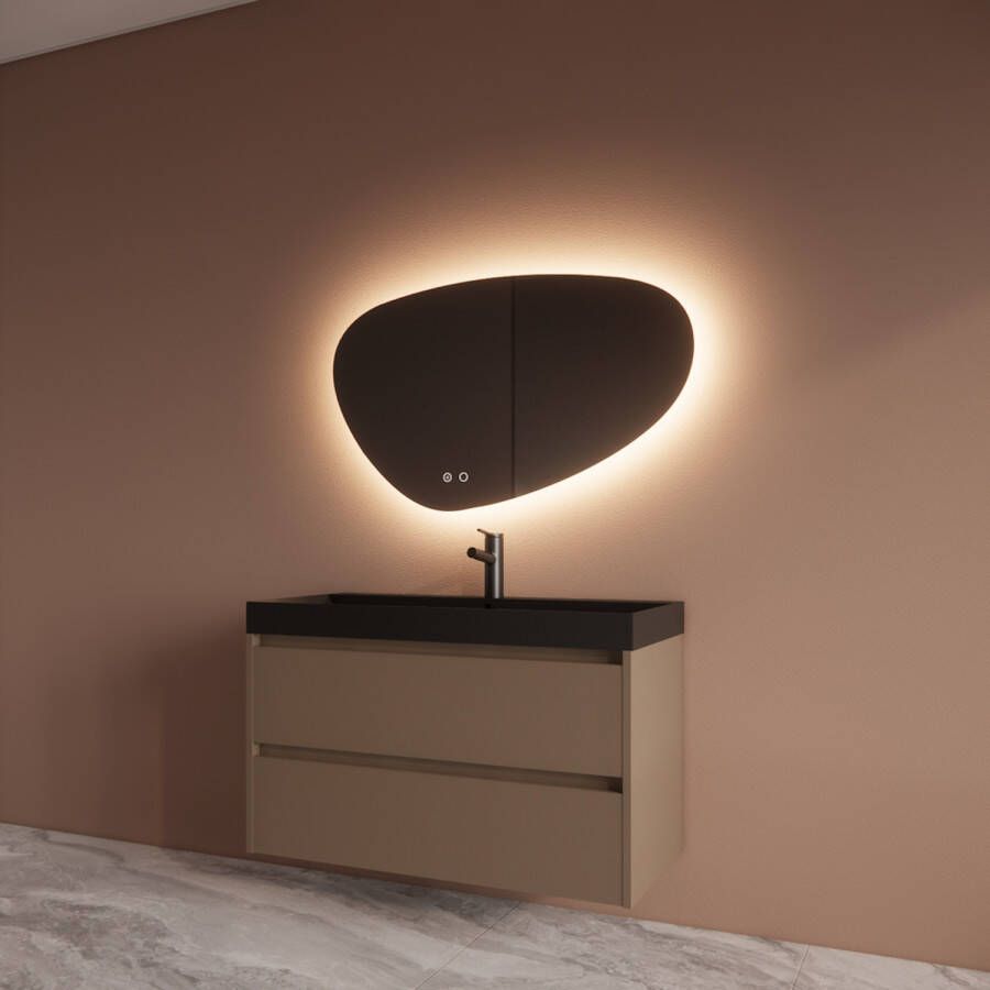 Boss & Wessing Badmeubelset BWS Riga Met Lako Wastafel Zwart 100 cm Latte