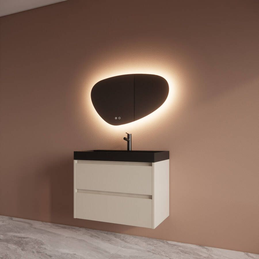 Boss & Wessing Badmeubelset BWS Riga Met Lako Wastafel Zwart 80 cm Kasjmier