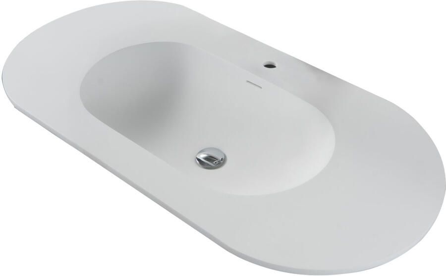 BWS Wastafel Benthe Met Overloop 1 Kraangat 100x1.2x52.5 cm Mat Wit