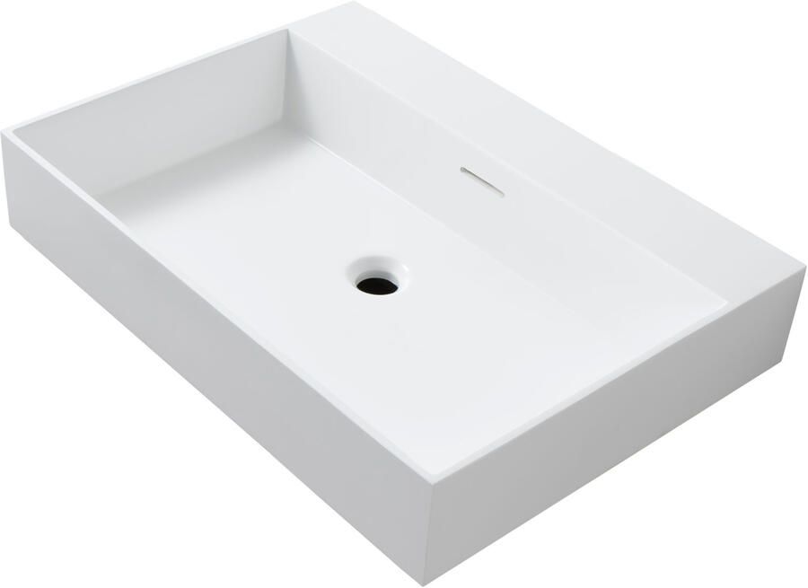 BWS Wastafel Wanda Met Overloop 1 Wasbak 0 Kraangaten 80x12x52 5 cm Mat Wit