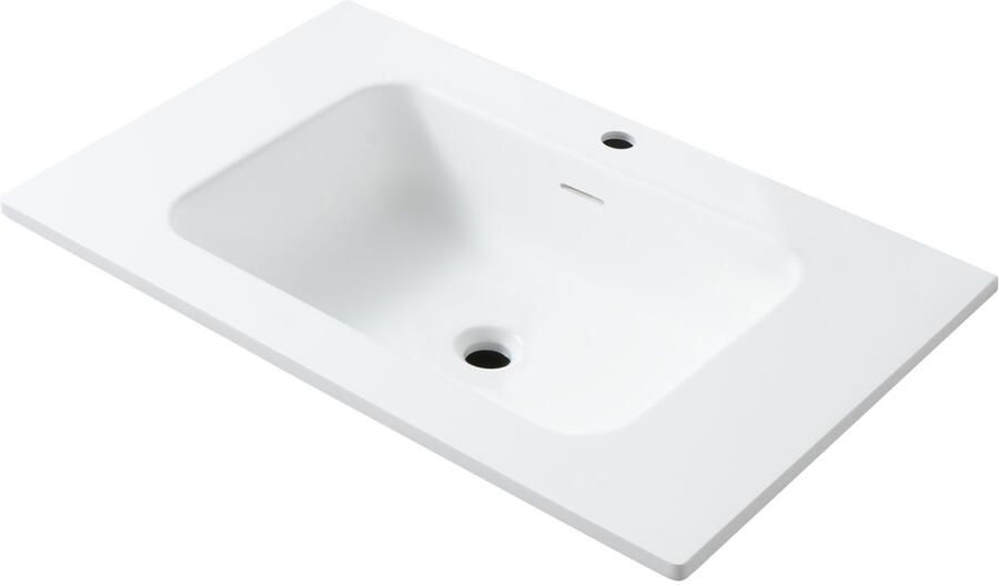 BWS Wastafel Wanda Met Overloop 1 Wasbak 1 Kraangat 80x1 6x52 5 cm Mat Wit