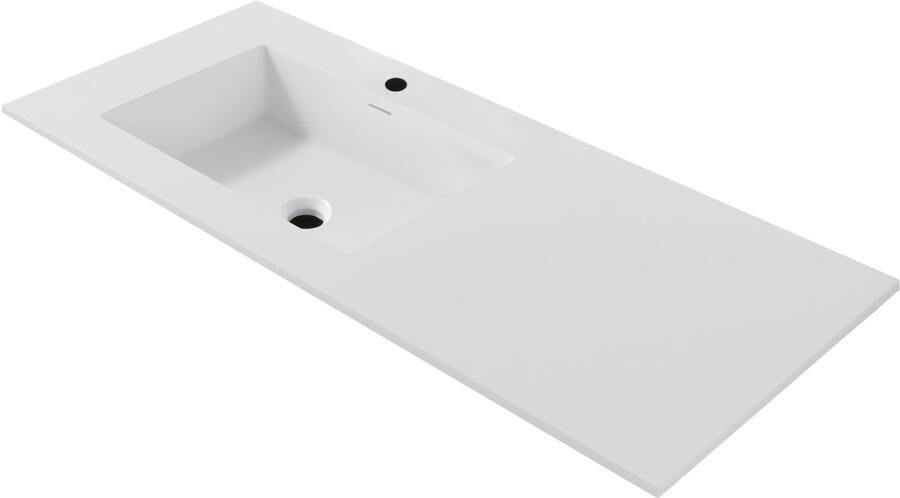 BWS Wastafel Wanda Met Overloop 1 Wasbak Links 1 Kraangat 120x1 6x52 5 cm Mat Wit